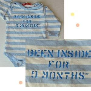 Vintage Short Sleeve Stripe Comical Funny Onsie Outfit - 0-3M